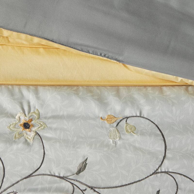 GDF Studio - Embroidered 7-Piece Comforter Set with Decorative Pillows