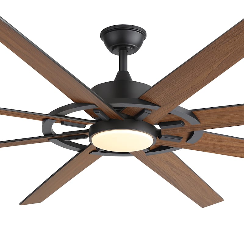 72" Large Ceiling Fan with 3CCT Dimmable LED Light and Remote(8 Reversible Blades）