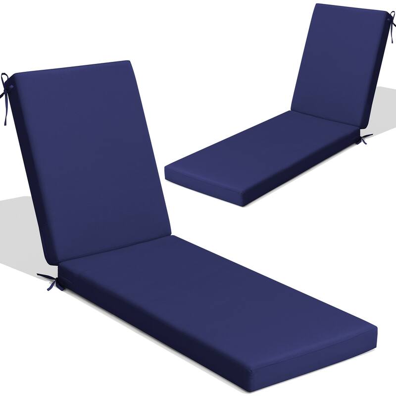 Outdoor Patio Chaise Lounge Chair Cushion - 2PCS - Navy Blue - 80 inches long