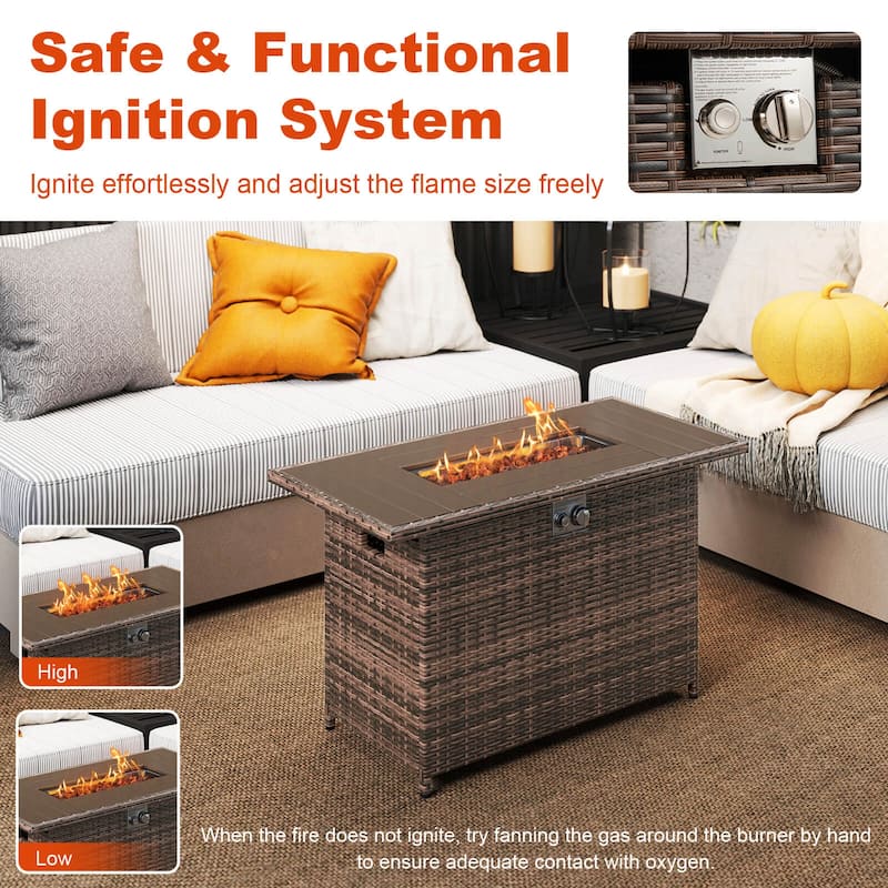 Costway 44.5" Propane Fire Pit Table with Metal Slatted Tabletop & - See Details