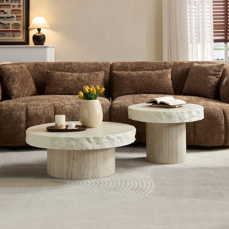 Faux MARS Textural Patterns Coffee Tables for Living Room, No Need Assembly