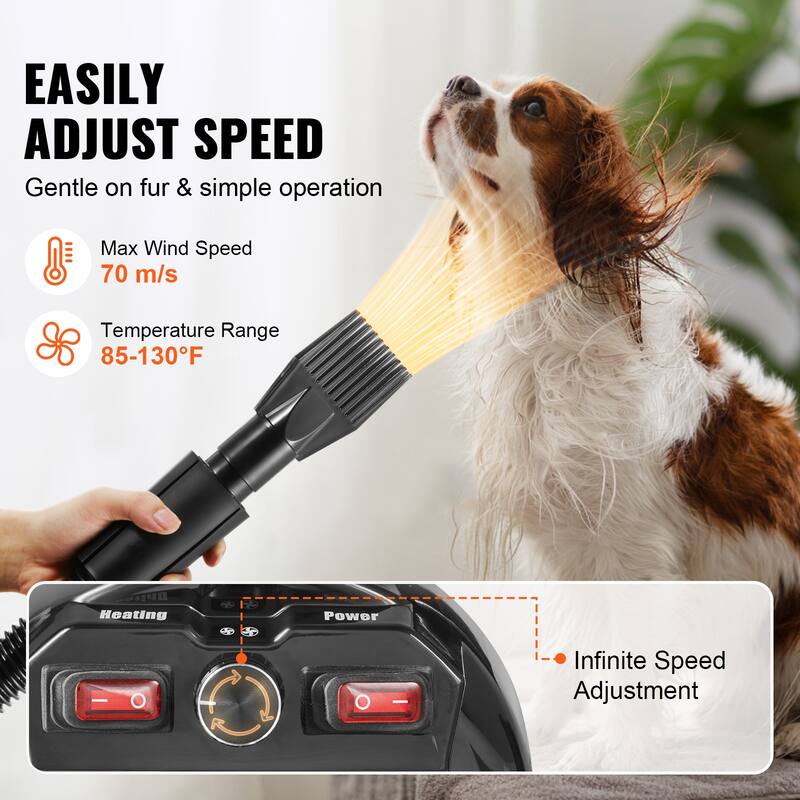 Dog Dryer Pet Hair Dryer with 4 Nozzles and Extendable Hose - 2000W/2.7HP
