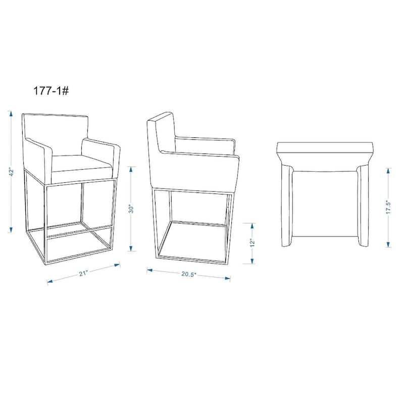 Manhattan Comfort Ambassador 42 in. Black Metal Barstool