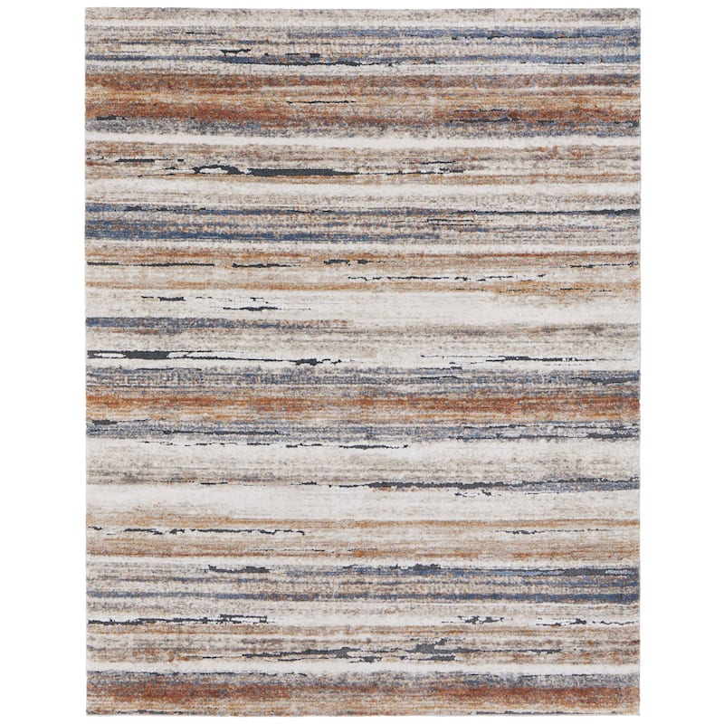Grand Bazaar Odera Machine Made Stripes Modern Area Rug - 2' x 3' - Ivory/Orange/Gray