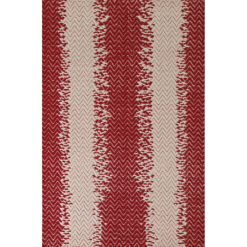 Hand Knotted Oriental 100% Wool Carpet Modern Chevron Red Moroccan Area Rug - 7' 0'' X 5' 1''