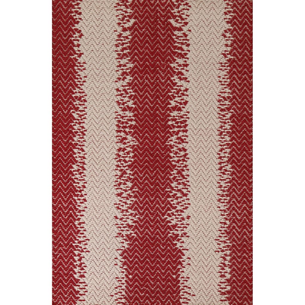 Hand Knotted Oriental 100% Wool Carpet Modern Chevron Red Moroccan Area Rug - 7' 0'' X 5' 1''