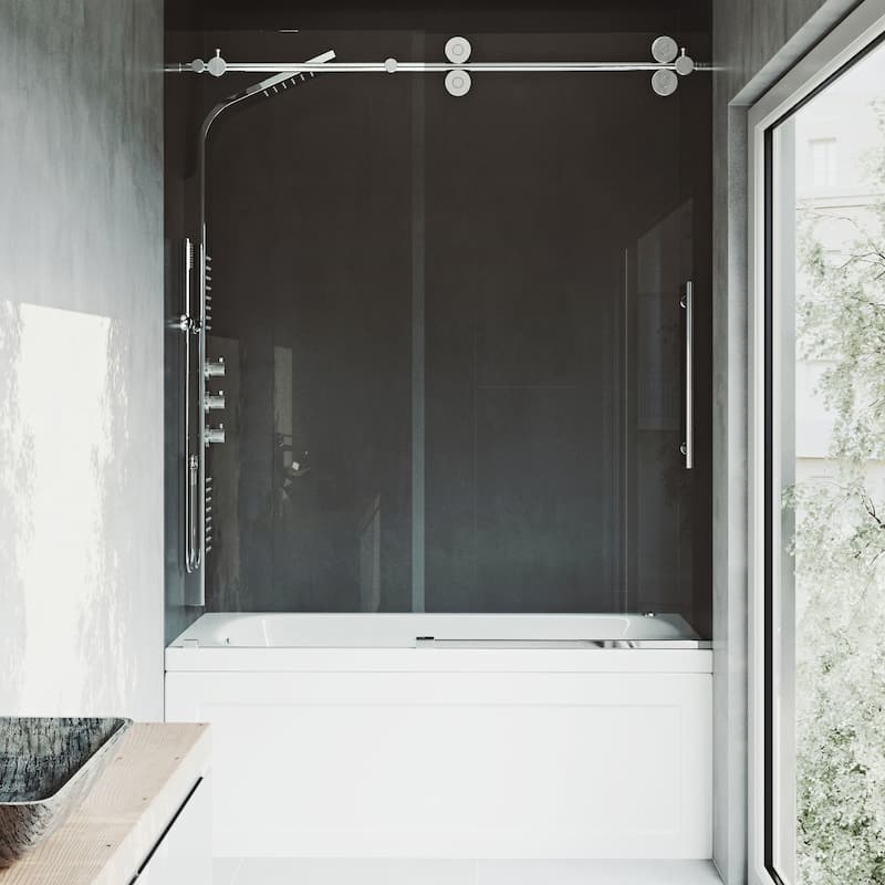VIGO Elan 56" to 60" W x 66" H Frameless Sliding Tub Door