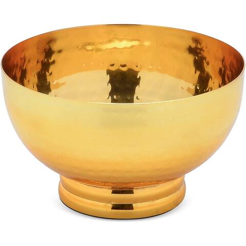 Berkware Gold Plated Decorative Bowl - Gold Colored Metal Serving Dish