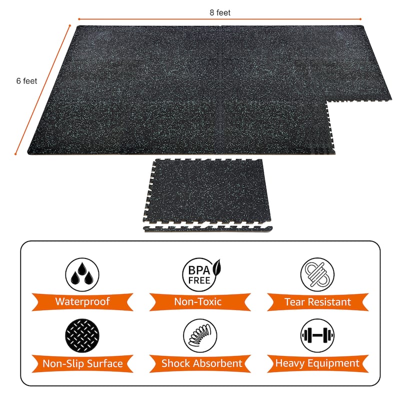 Sivan Fitness 1/2" Thick Rubber Top High Density EVA Foam Gym Flooring for Home Gym - 12 Interlocking Gym Floor Mat