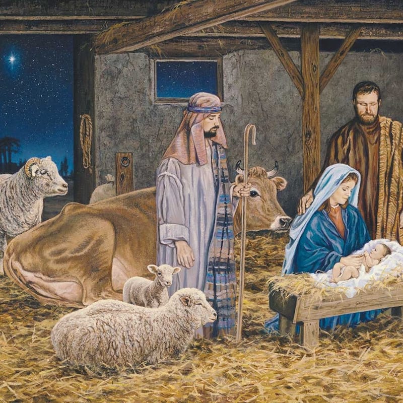HomeRoots The Birth of Christ White Framed Wall Art