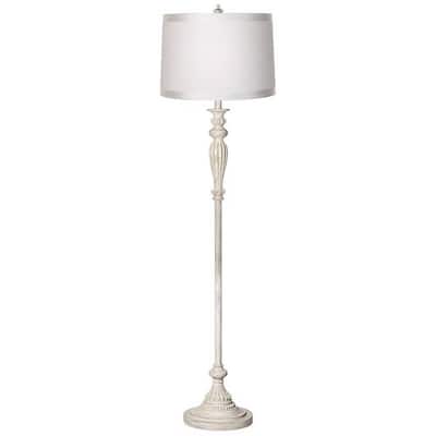 Vintage Chic Floor Lamp Antique White Off White Shade for Living Room - 16" x 60"
