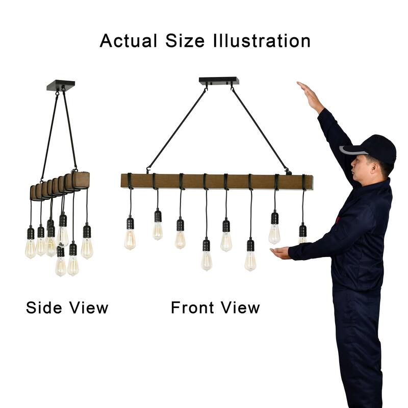 Irma 8-light Natural Wooden Beam Linear Chandelier