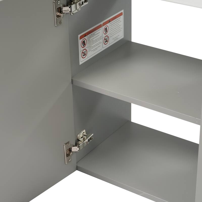 Floating Bathroom Vanity with Sink, Wall Mounted Bathroom Storage Cabinet, Small Bathroom Cabinet with Right Open Shelves