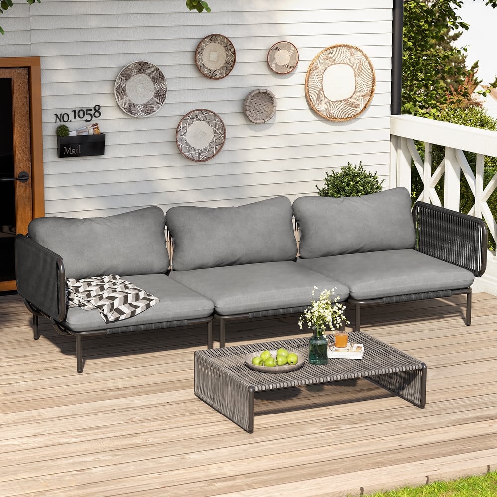 Outdoor Cushioned Sectional Sofa Chat Set Patio Furniture Conversation Set, Free Combination