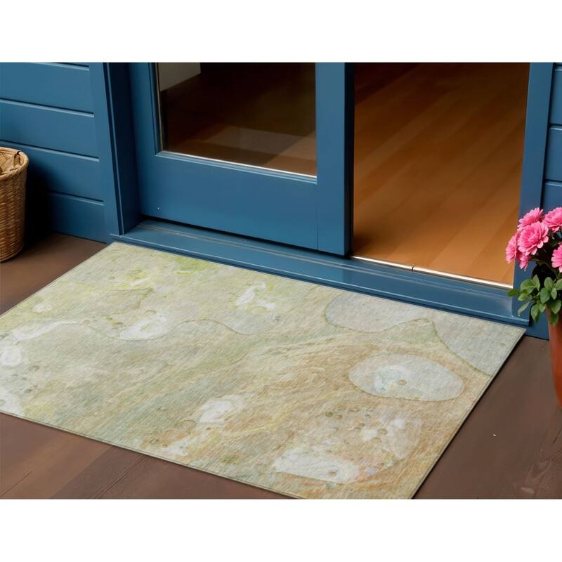HomeRoots Abstract Transitional Rectangle Outdoor Rug - 3' x 5'