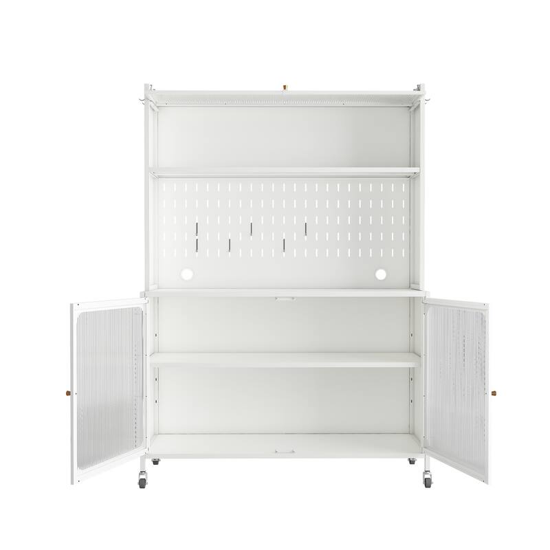 Kitchen Pantry Cabinet, Tall Storage Cabinet with Glass Doors & Adjustable Shelves, Cabinet Cupboard for Kitchen, Living Room
