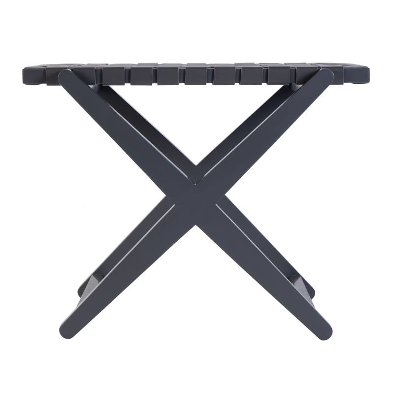 Cipriani 24 in. W Rectangular Leather & Wood Luggage Rack