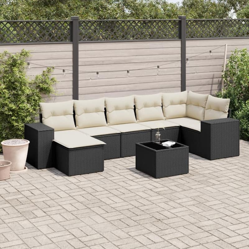 vidaXL Garden Sofa Set Black, Cream White - 24.4 x 32.7 x 27.2