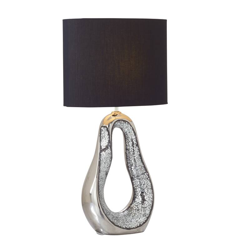 Silver Ceramic Glam Table Lamp (Set of 2) - 17 x 28