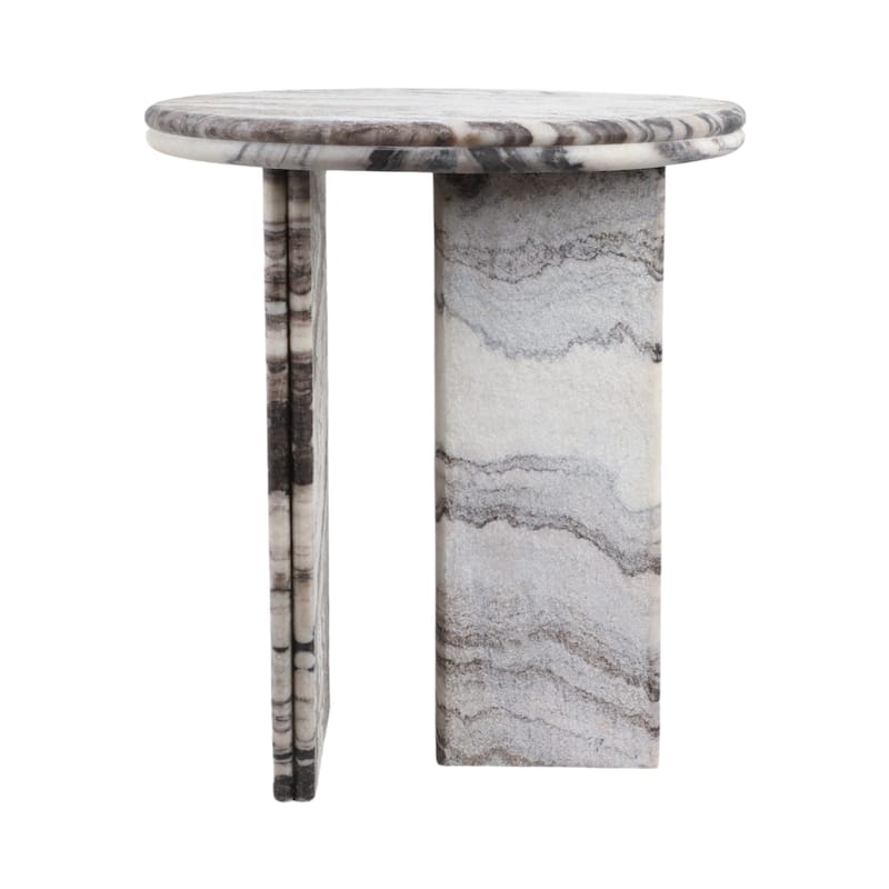 Stone Accent Table with Pedestal Base Modern Design - 24" White - 20" x 15" x 24"