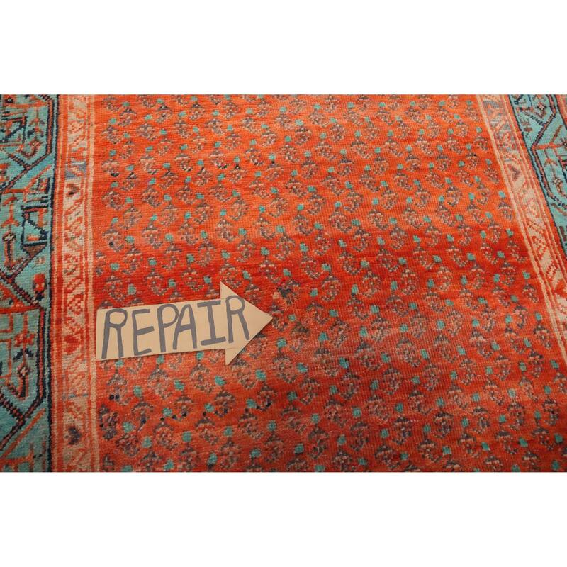 Hand Knotted Oriental 100% Wool Carpet Traditional All-Over Oranges & Rust Botemir Runner Rug - 10' 4'' X 3' 5''