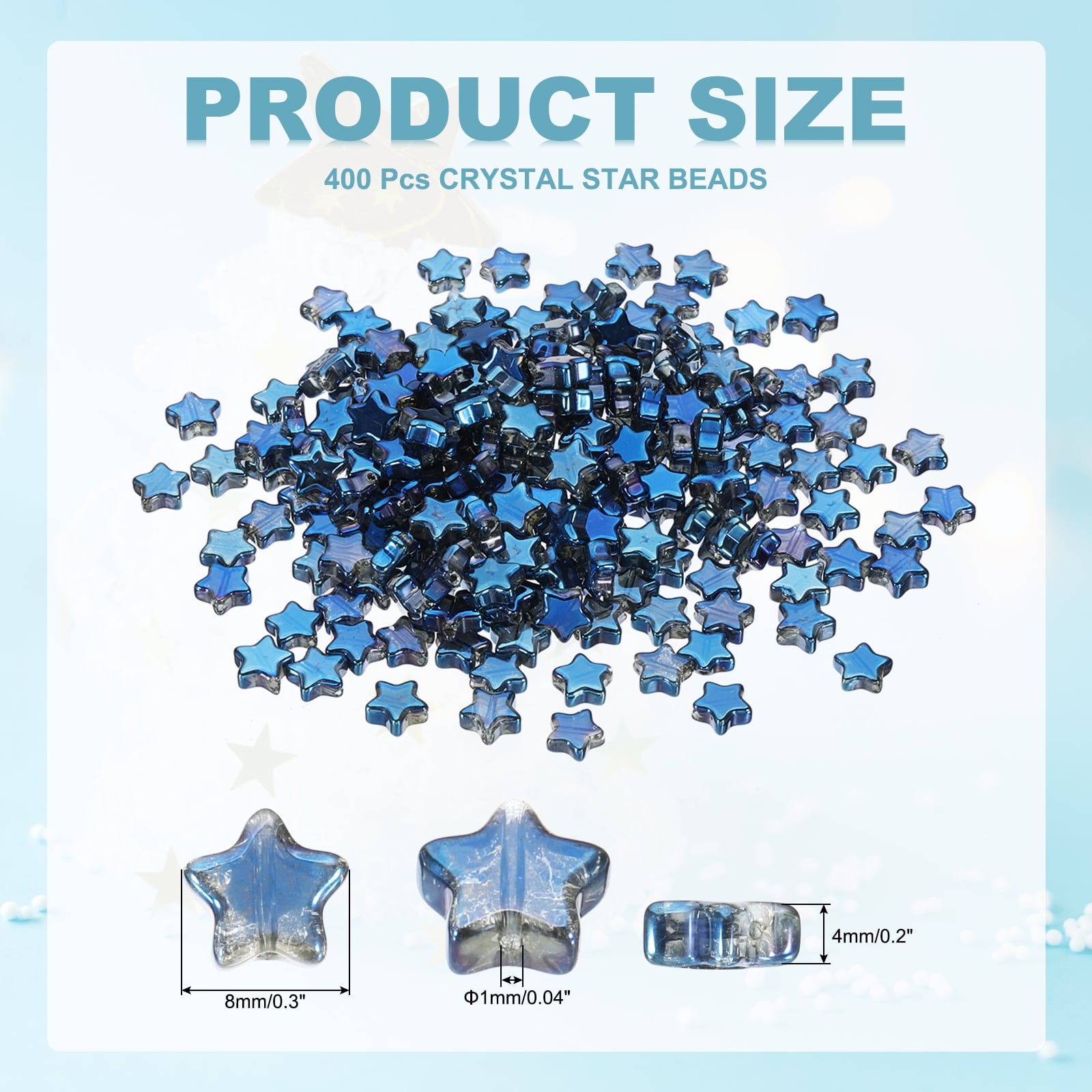 Crystal Star Beads, Star Glass Spacers Shaped Charm Pendants for Jewelry Making, Bracelet DIY Crafts.