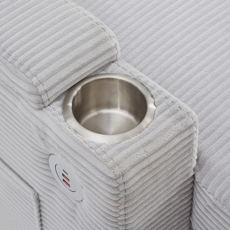 U-Shaped Sectional Sofa Convertible Sleeper Sofa with Dual Storage Chaise Lounges, Cup Holders, USB, Storage Boxes and Pockets