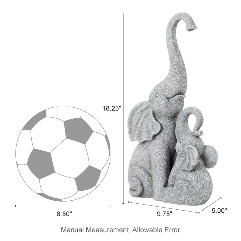 Glitzhome 18.25''H Resin Mother and Baby Elephant Statue