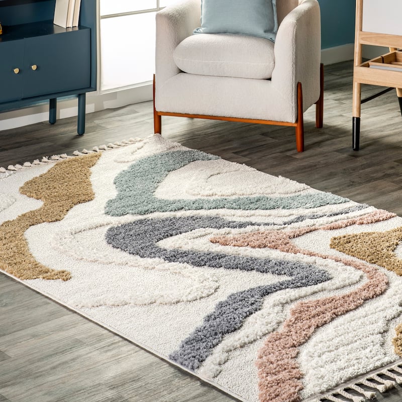 Nuloom Abstract Striped Kids Tassel Area Rug