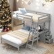 preview thumbnail 16 of 43, Twin over Full Bunk Bed with Built-in Desk and Three Drawers,Multifunctional Loft Bunk Bed With Storage Grey