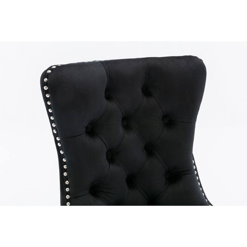 Set of 2 Modern High-End Tufted Solid Wood Upholstered Dining Chair with Nailhead Trim