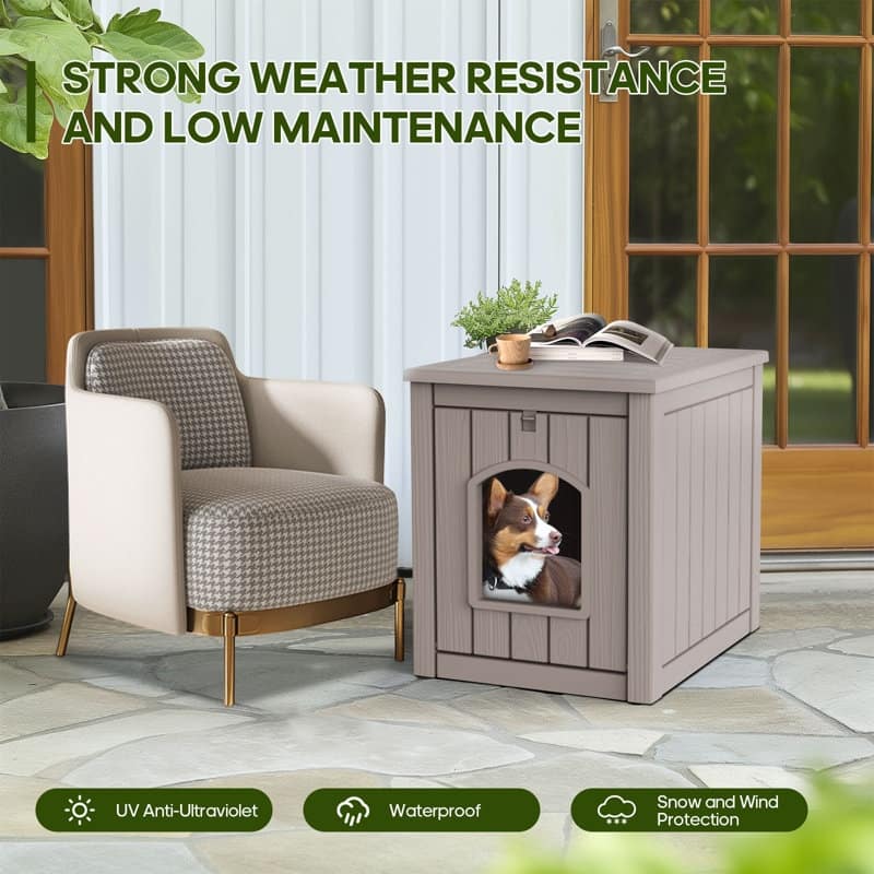 Outdoor Patio Storage Resin Lockable Deck Box - Pet House Brown