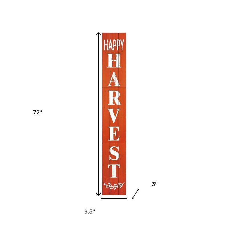 HomeRoots 72" Orange Solid Wood Happy Harvest Porch Sign