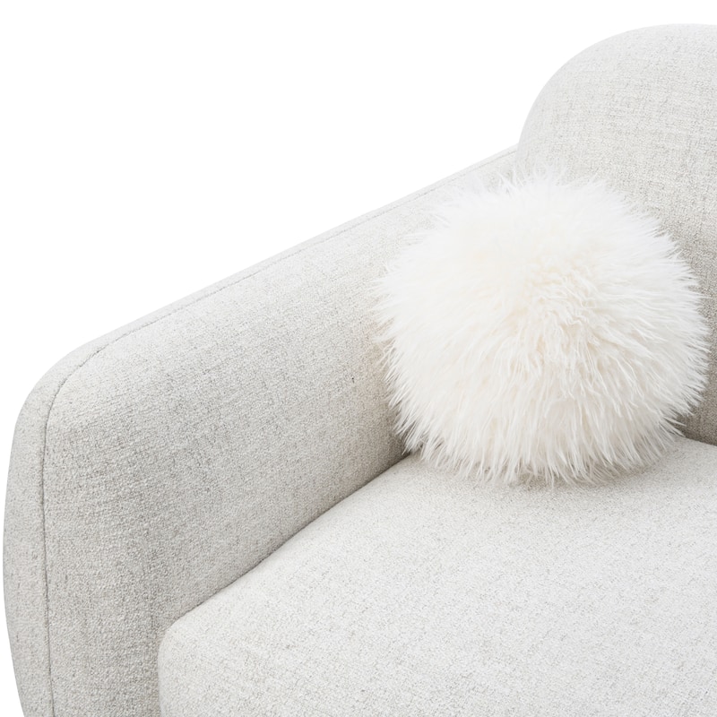 Furniture of America Velin Mid Century Modern OEKO TEX Chenille Sofa with Ball Pillows