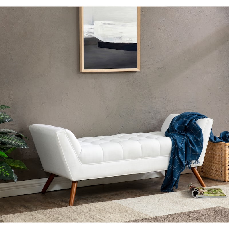 SAFAVIEH Couture Målfrid Tufted Bench - 53.2" W x 20.9" L x 20.9" H - 53Wx21Dx21H - White