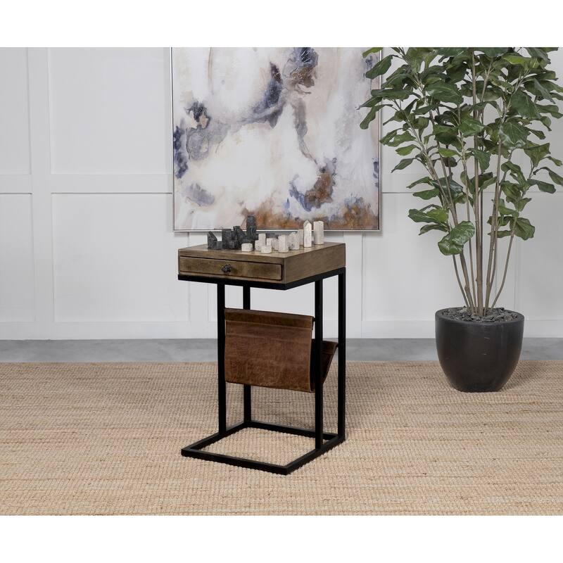 Tzar Tobacco and Black 1-Drawer Side Table