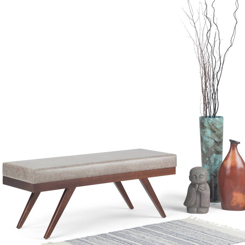 WYNDENHALL Nadine 48 inch Wide Mid Century Modern Rectangle Ottoman Bench