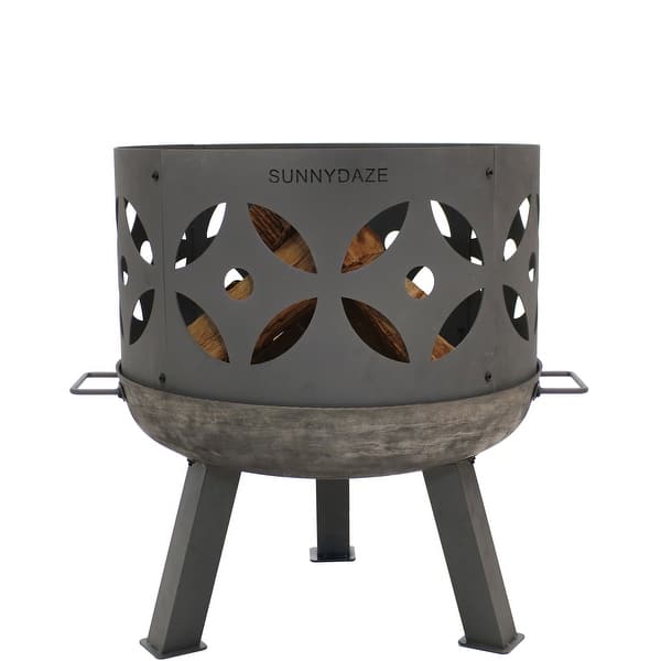 Shop Sunnydaze Retro Cast Iron Outdoor Fire Pit With Spark Screen