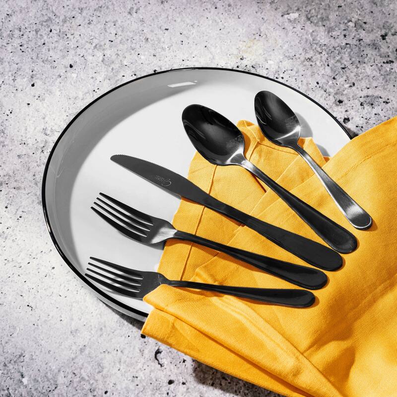 Lymm 20 Piece Stainless Steel Silverware set in Black