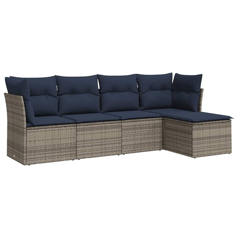 vidaXL 5/6 Piece Patio Sofa Set with Cushions Black/Brown/Gray Poly Rattan - 24.4 x 24.4 x 27.2