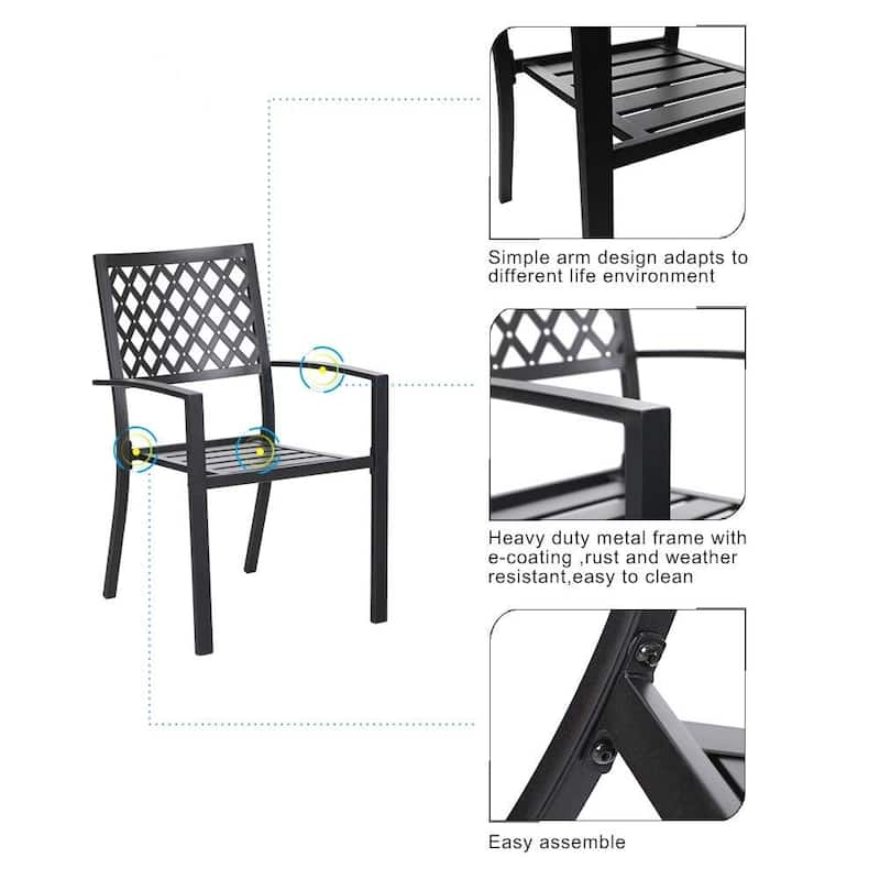 MAISON ARTS 5-Piece Outdoor 37.8"/42" Round Metal Patio Dining Set