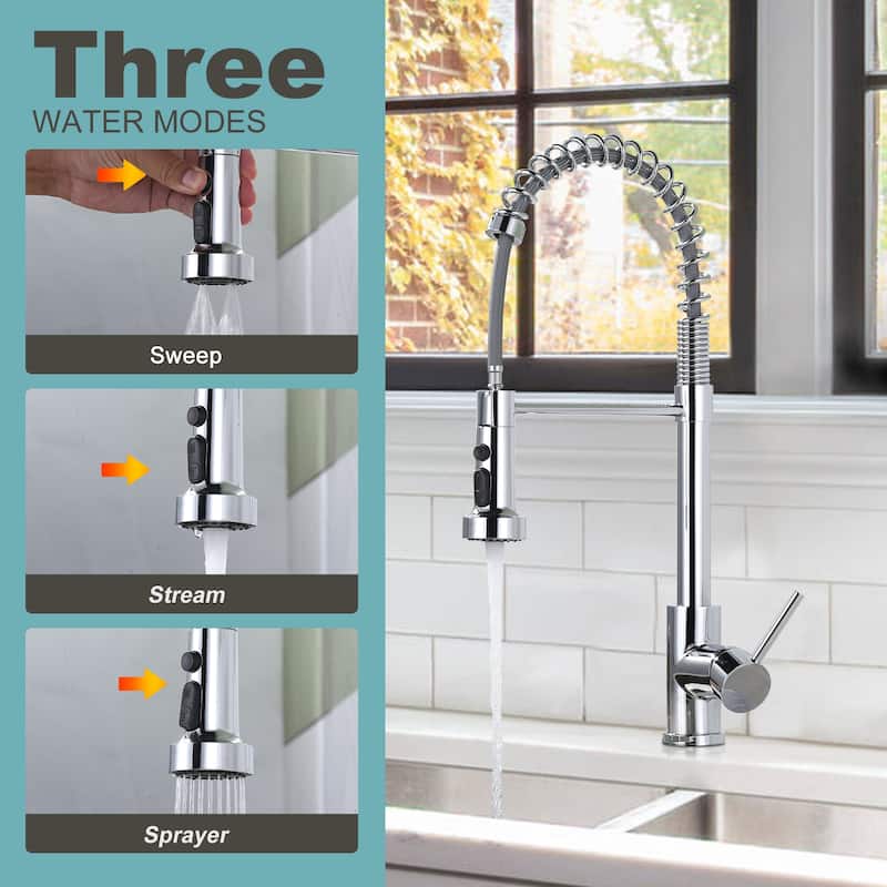 WOWOW Commercial Pull Out Sprayer Kitchen Faucet