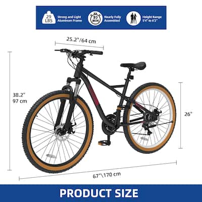 26 Inch Mountain Bike 21 Speed Adult Bike Aluminum Frame Adult Mountain Bike