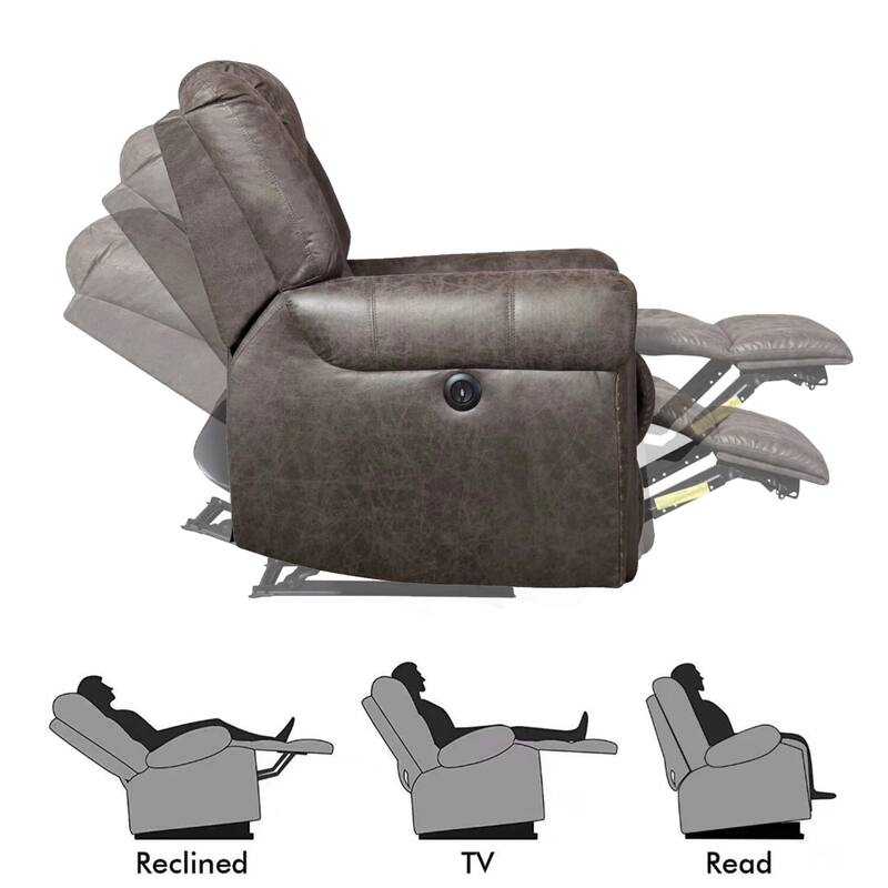 Ebello Classic Single Sofa Home Theater Recliner Seating With USB Port