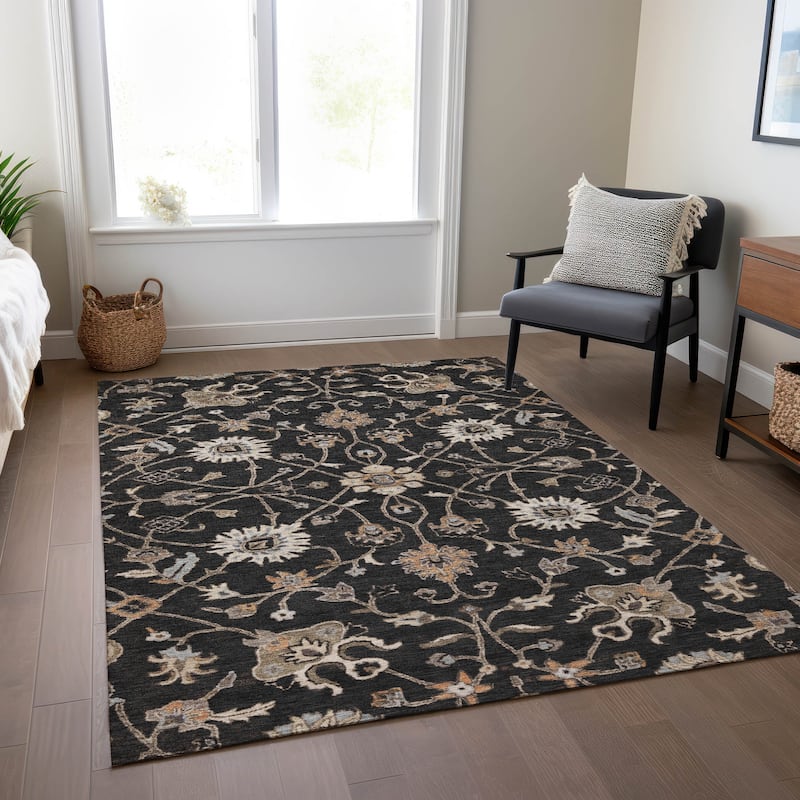 Machine Washable Indoor/ Outdoor Traditional Persian Chantille Rug