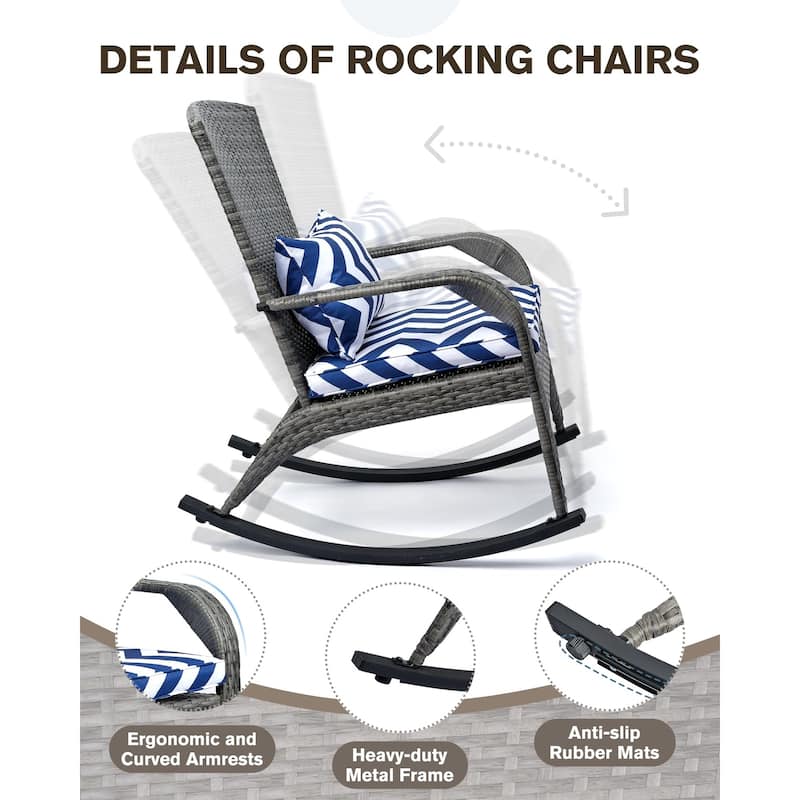 Outdoor Wicker Rocking Chair, Rattan Recliner