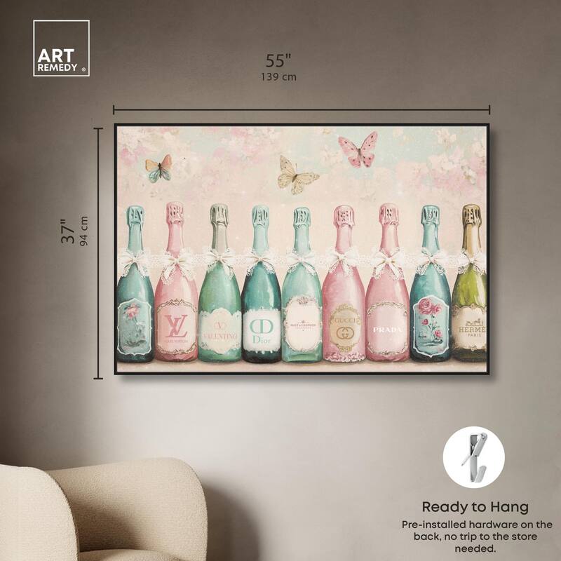 Champagne Mint and Pink Canvas by Art Remedy