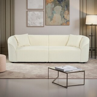 87.5" Boucle Curved Contemporary Plush Sofa with Streamlined Design, 3 ...