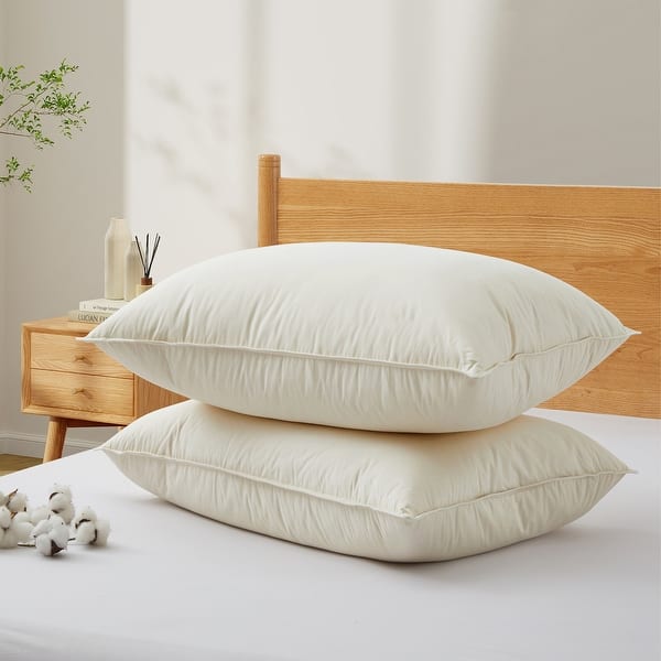 Set of Organic Cotton Down Feather Bed Pillows for Sleeping