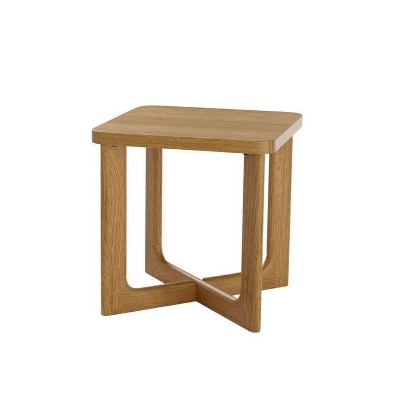 HomeRoots 24" Natural Wood Square Cross Legs End Table - 24.00 in. x 24.00 in. x 24.00 in.